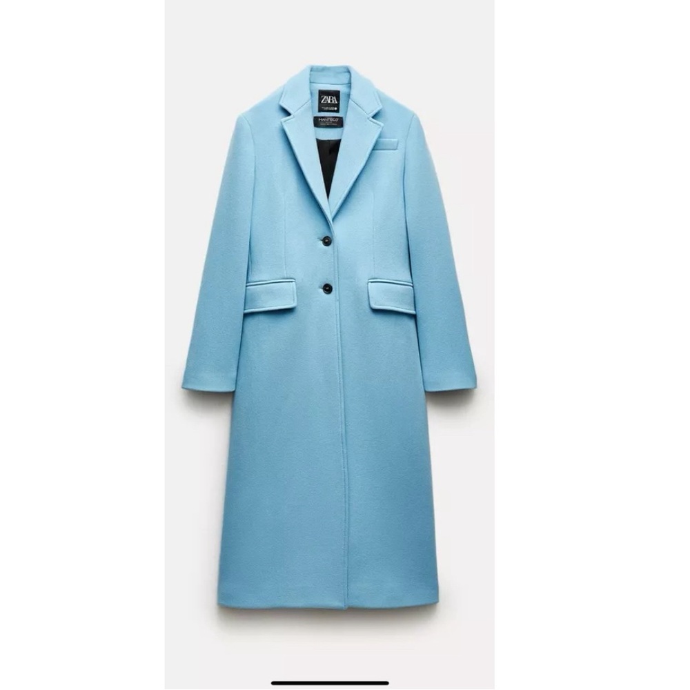 Zara Blue Manteco Wool Coat